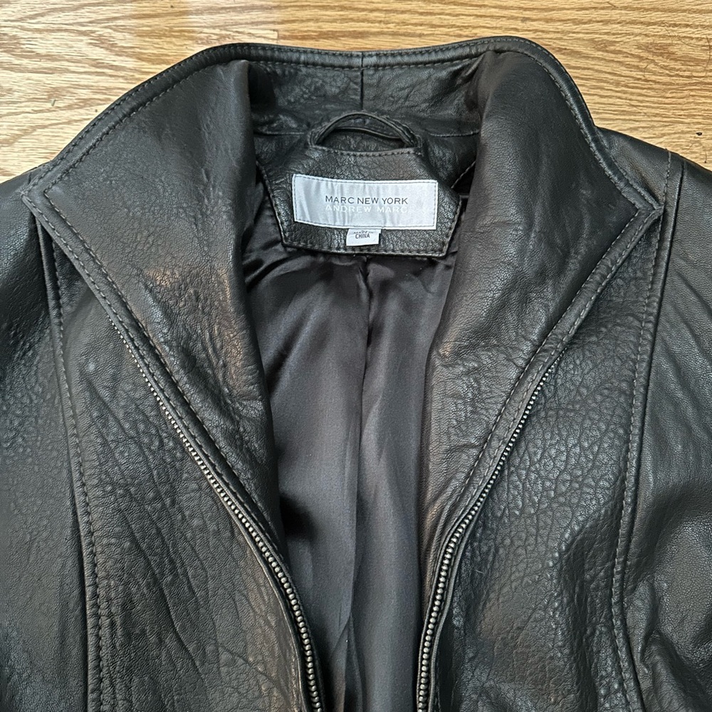 Classic Marc New York Genuine Black Leather Jacket Size Medium